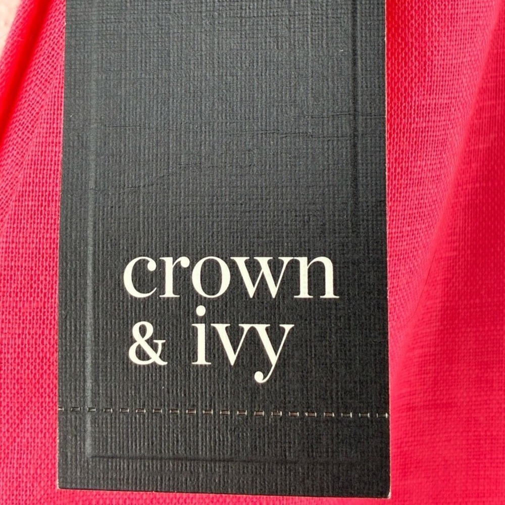 NWT Crown & Ivy Skirt Coral Pink Linen Blend Eyelet Hem Pockets Skirt 8 - Picture 8 of 9